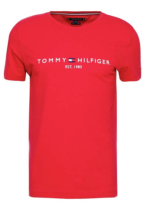 Tommy Hilfiger Logo Tee T Shirt Print Red Zalando Nl T Shirts