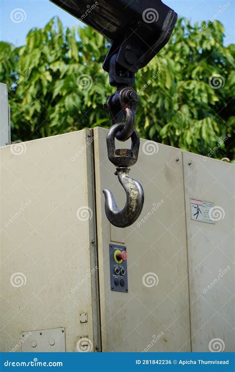 Crane Boom With Isolated Hook Blue Sky Backgroundelements Of Crane