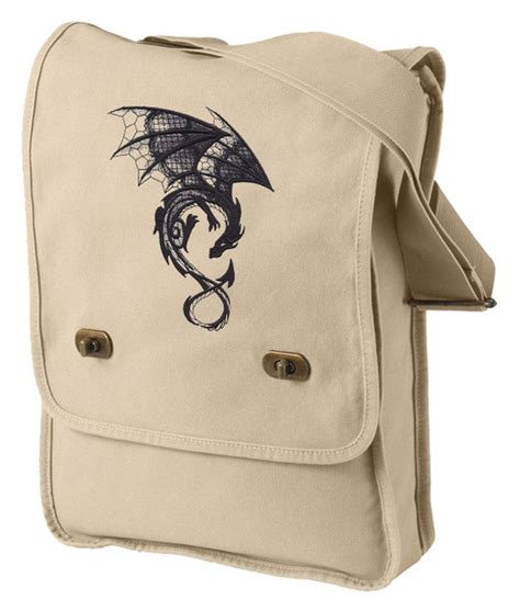 Dragon Field Bag Embroidered Dragon Dragon Bag Dark Etsy