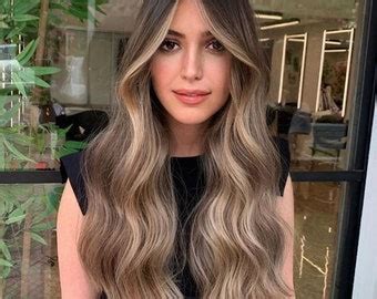 Ash Blonde Ombré Balayage Wavy Hair Wig Density Virgin Etsy