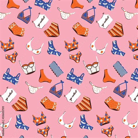 Lingerie And Swimsuits Vector Stickers Set Various Types Of Woman Beach Fashion Clothes