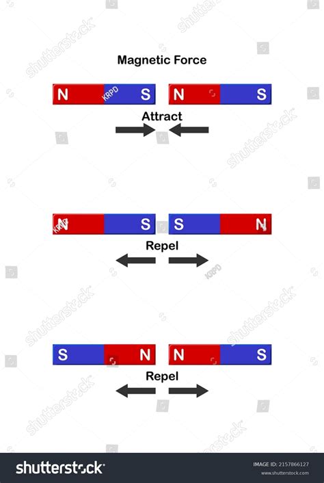 Vector Illustration Magnetic Force Attract Repel Stock Vector Royalty