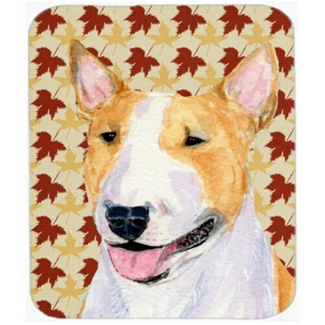 Bull Terrier Fall Leaves Portrait Mouse Pad Hot Pad Or Trivet Kroger