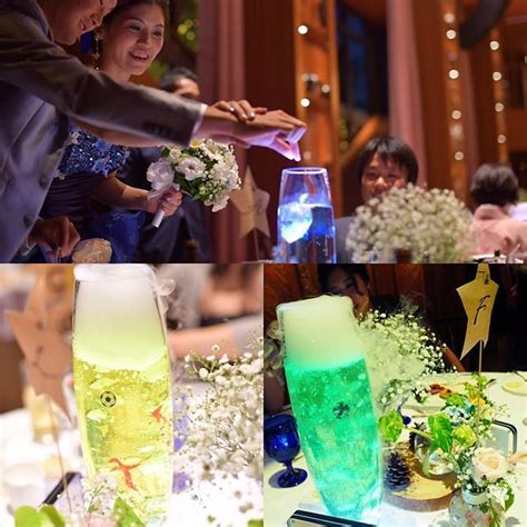 【hrwedding】さんのinstagramをピンしています。 《weddingレポ⭐️． ． ラウンドテーブルでは、アクアリウムをし