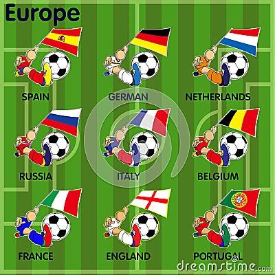 Nine Soccer Football Teams From Europe Stock Vector - Image: 45895043