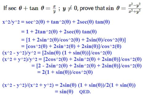 If Sec Tan Xy Y Prove That Sin X Y X Y Maths