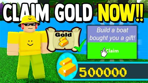 Claim K Gold Build A Boat For Treasure Roblox Youtube