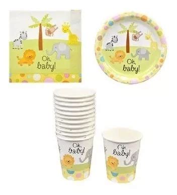 Baby Shower Platos De Papel Vasos Y Servilletas G Nero Neu En Venta