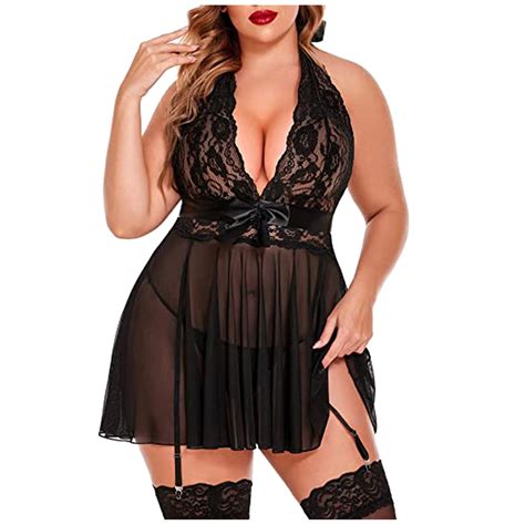 Yanhoo Plus Size Lingerie Set For Women Sexy Mesh Lace Lingerie Top