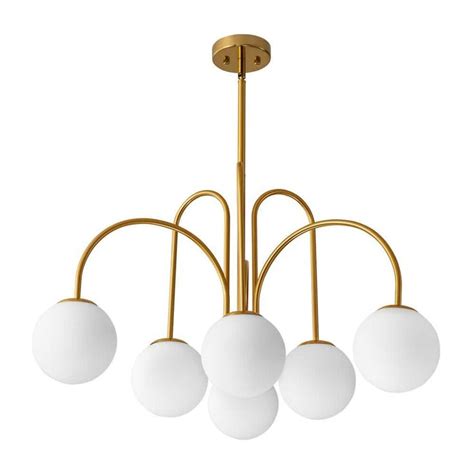 Rrtyo Erik Light Gold Unique Modern Elbow Chandelier With Milky White