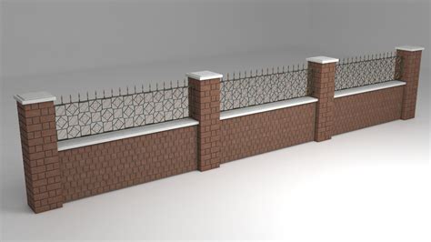 Garden Wall Brick Wrought Iron Fence 3d Model 19 3ds Fbx Max Unknown Free3d