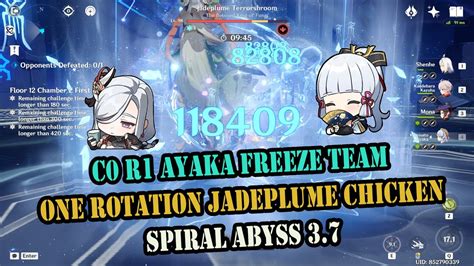 C0 R1 Ayaka Freeze ONE ROTATION Jadeplume Chicken 12 2 1 Spiral Abyss