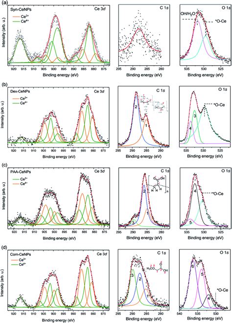 XPS Ce 3d C 1s And O 1s Spectra Of CeNPs A Syn CeNPs B