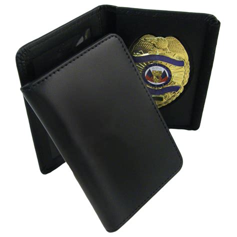 100 Genuine Leather Universal Law Enforcement Badge Holder Wallet Case