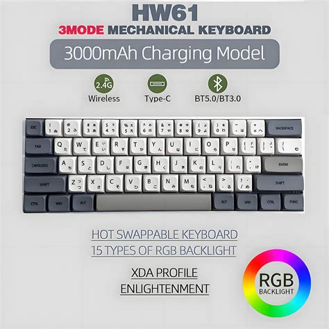 Rgb Hw Games Mechanical Keyboard Hot Swappable Mode Bluetooth G Wired Type C Pbt