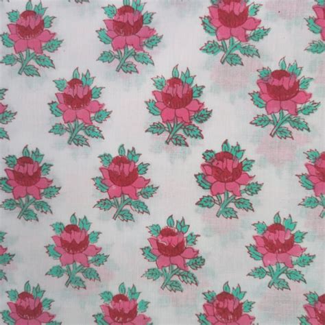 Green Floral Print Fabric By Yard Organic Cotton Fabric By | Etsy