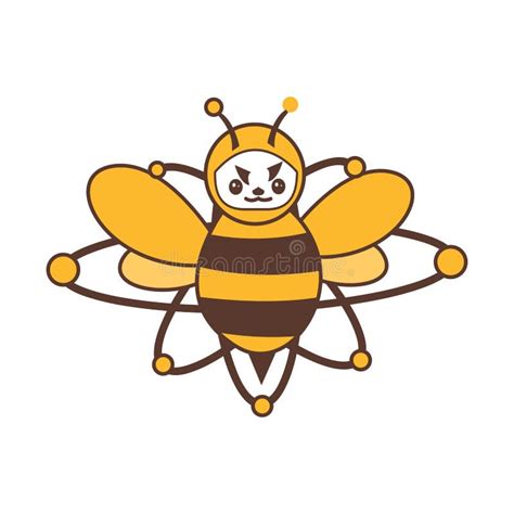 Brave Atomic Bee Funny Character for Logo and Vector Icon Stock Illustration - Illustration of ...