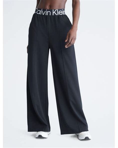 Calvin Klein Ck Sport Active Icon Wide Leg Track Pants In Blue Lyst