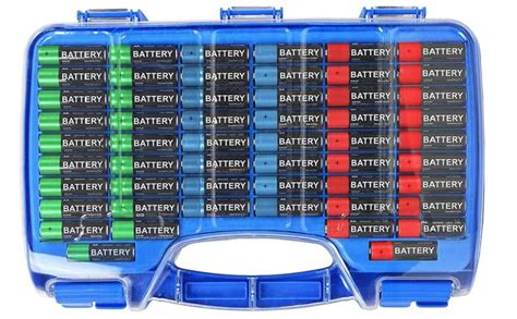 The Battery Organizer Storage Case With Hinged Clear Cover Includes A