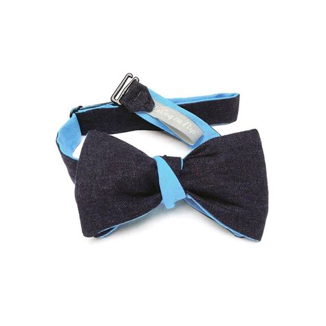 Bicolour Bow Tie Navy Blue And Linen Blue Reversible Le Coq En Pap