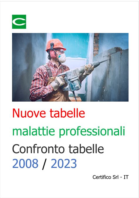 Nuove Tabelle Malattie Professionali Confronto Tabelle 2008 2023