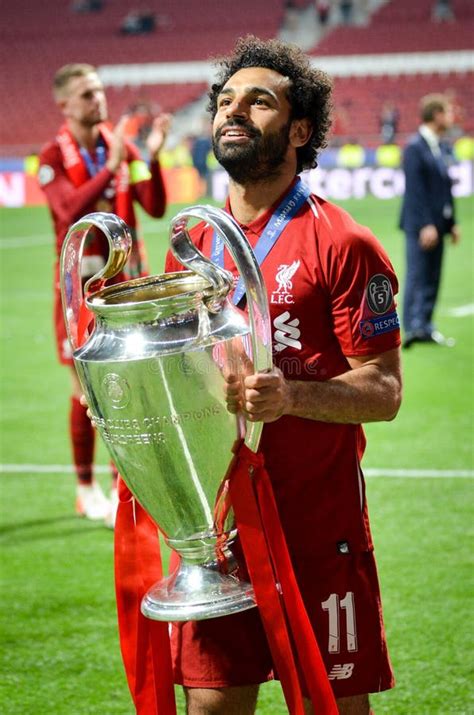 Madrid, Spain - 01 MAY 2019: Mohamed Salah with Cup Celebrate Winning ...