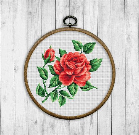 Modern Cross Stitch Pattern Rose Cross Stitch Pattern Flower Etsy