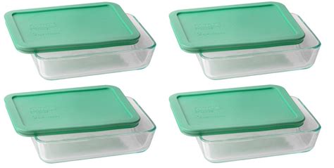 Pyrex 3 Cup Rectangle Glass Food Storage Set Container Pack Of 4