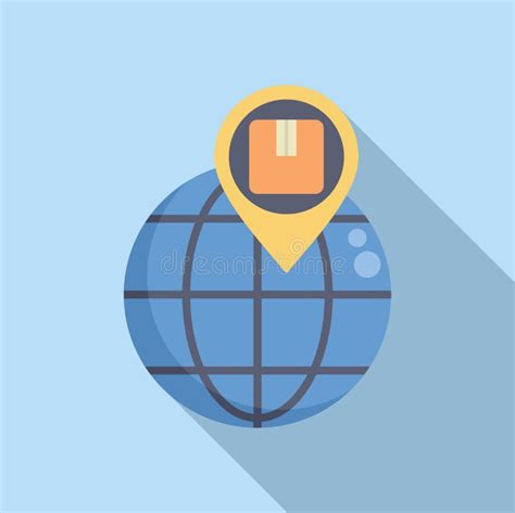 Global Shipping Pointing At Cardboard Box On World Map Icon Stock