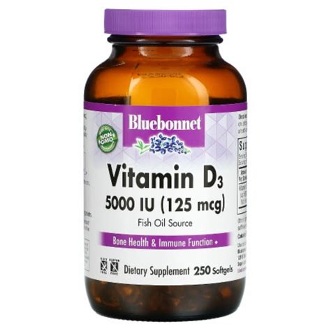 Bluebonnet Nutrition Vitamin D3 125 Mcg 5000 IU 250 Softgels 250