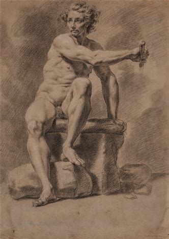 Recto Seated Male Nude Verso Standing Male Nude Par Gaetano Gandolfi