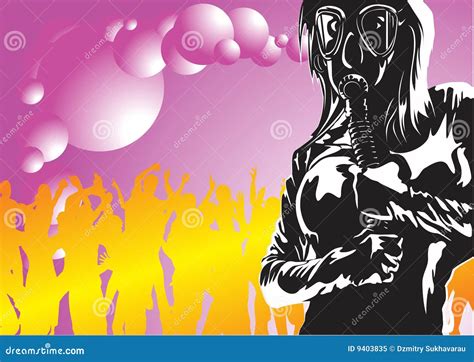 Fetish Style Girl Wearing Gas Mask Cartoon Vector CartoonDealer