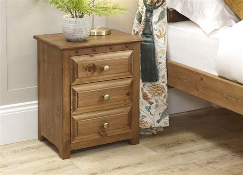 3 Drawer Solid Wood Bedside Cabinet Handmade In The UK