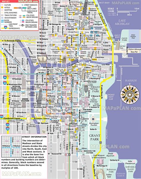 Chicago map - Free inner city map showing Magnificent Mile shopping ...