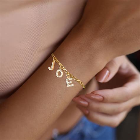 Bracelet Lettres Strass Personnalis Zymala