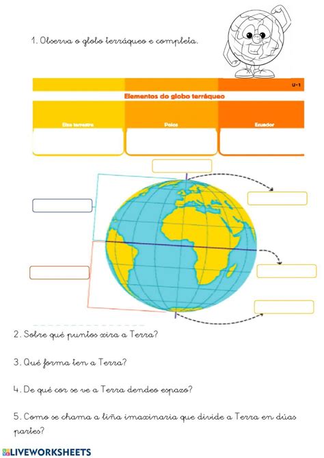 Ejercicio De Los Elementos Del Globo Terr Queo B E Actividades