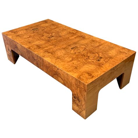 Parsons Style Square Burl Wood Coffee Table By Milo Baughman At 1stdibs