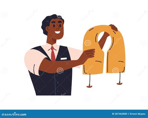 Stewardess Explaining For Passengers Instructions Card Female Flight