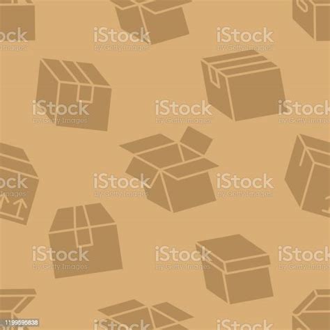 Delivery Box Background Cargo Package Seamless Pattern Various Open And