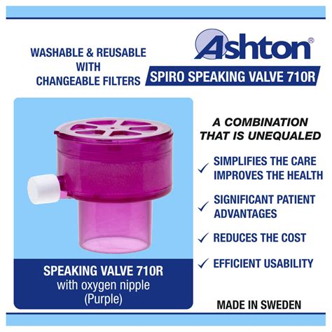 Ashton SPIRO Speaking Valve 710R WITH Oxygen Nipple (Purple) for