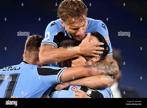 Luis Alberto Of Ss Lazio R Celebrates With Sergej Milinkovic Savic