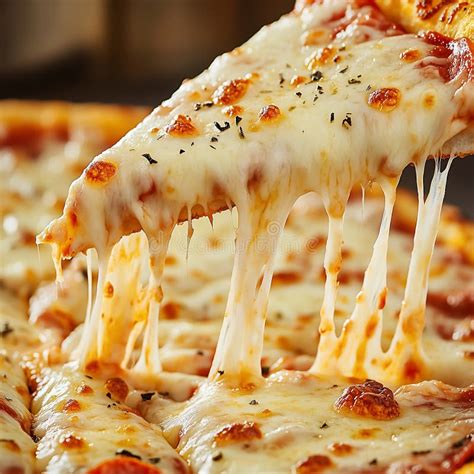 cheese pull  freshly baked pizza slice stock illustration