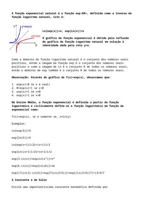 Docx A Função Exponencial Natural é A Função Exp Dokumen Tips