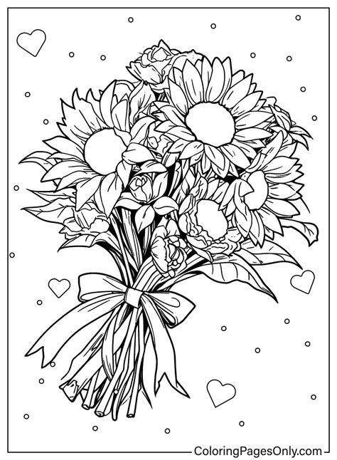 Sunflower Bouquet Coloring Page Free Printable Coloring Pages