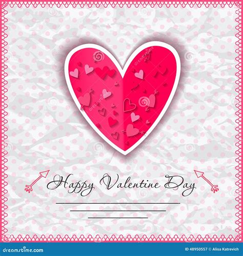 Happy Valentines Day Cards With Heart On Stock Vector Illustration Of