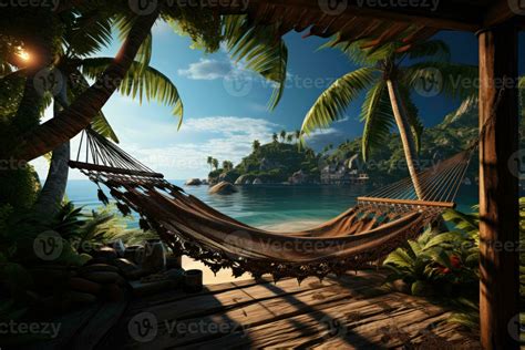 Ai Generated Hammock Amidst Palm Trees In Tropical Paradise Best