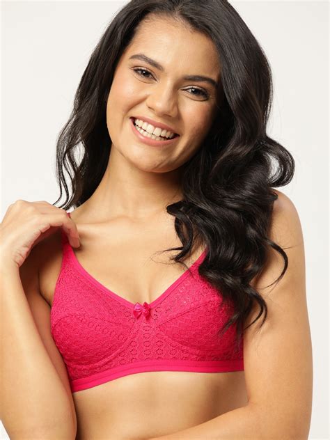 Buy Dressberry Pink Floral Lace Everyday Bra Full Coverage Drm Hon 34 Bra For Women 14461772