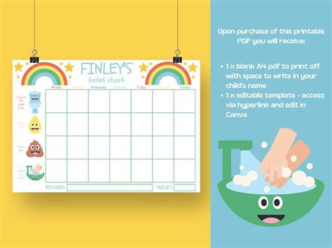 Kids Toddler Potty Reward Chart Printable Toilet Training - Etsy