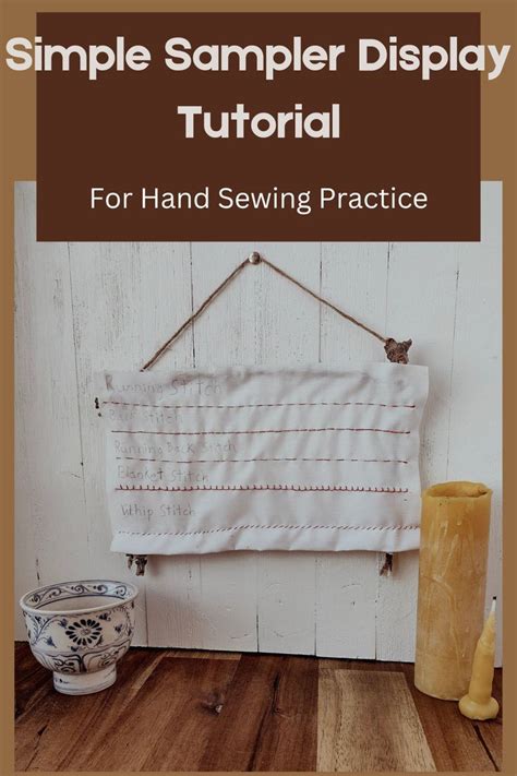 5 Basic Hand Sewing Stitches Hanging On A Square Made Of Sticks