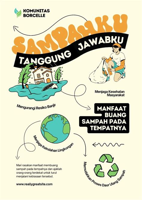 Poster Sampahku Tanggung Jawabku Ilustrasi Kreatif Template Canva